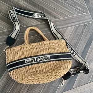 CDior Tan Woven Crossbody Bag